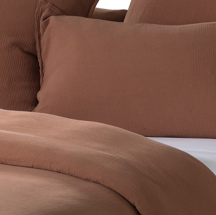 Housse de couette unie marron Muslin