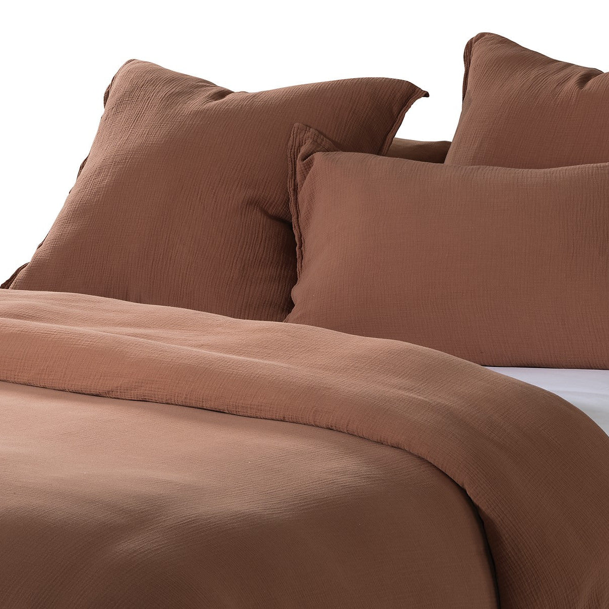 Housse de couette en popeline de coton 300 fils orange 260x240 cm Mahón Housse de couette en popeline de coton 300 fils orange 260x240 cm Mahón