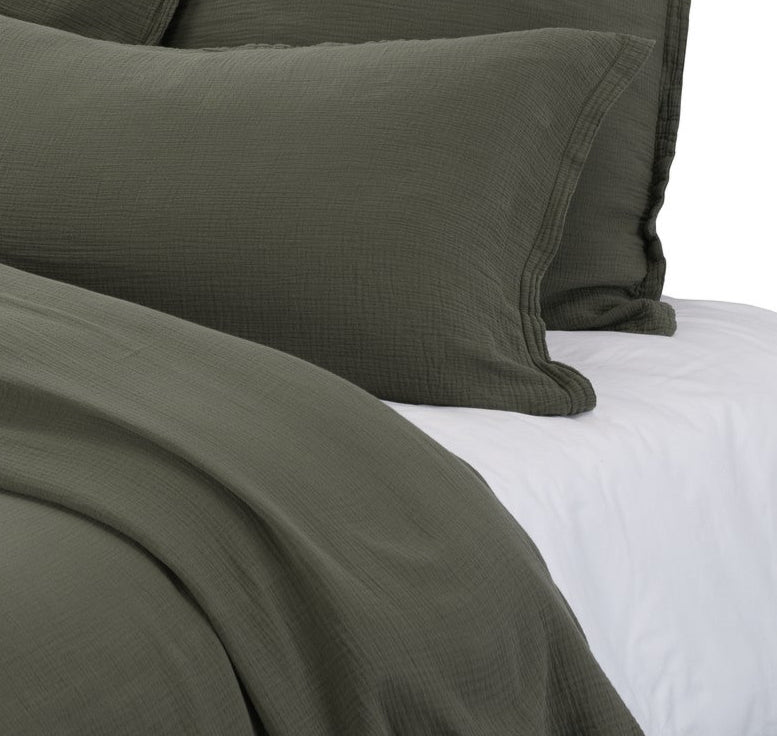 Housse de couette unie olive Muslin