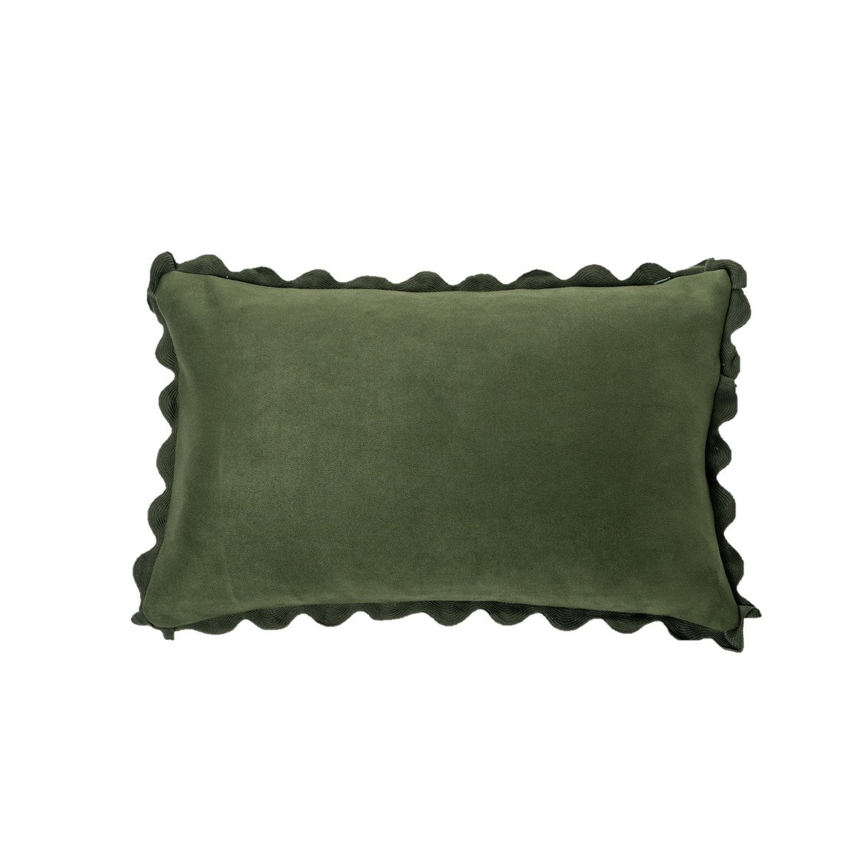 Ivory rectangular green suede decorative pillow 