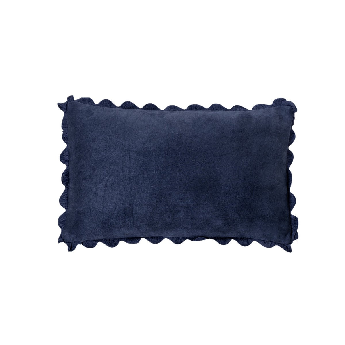 Ivory rectangular navy blue suede decorative pillow