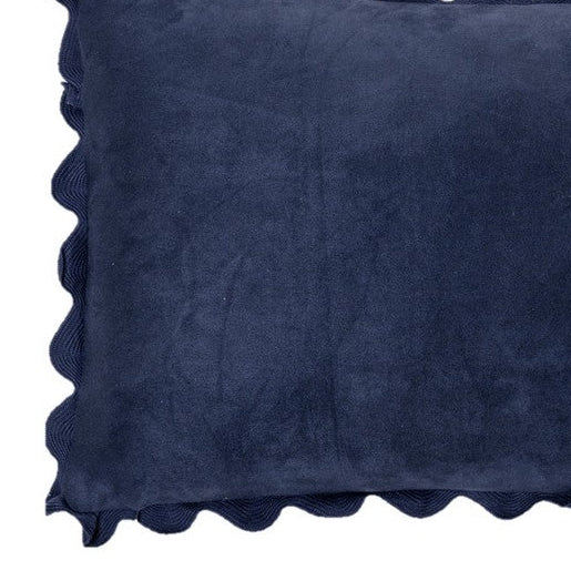 Ivory rectangular navy blue suede decorative pillow