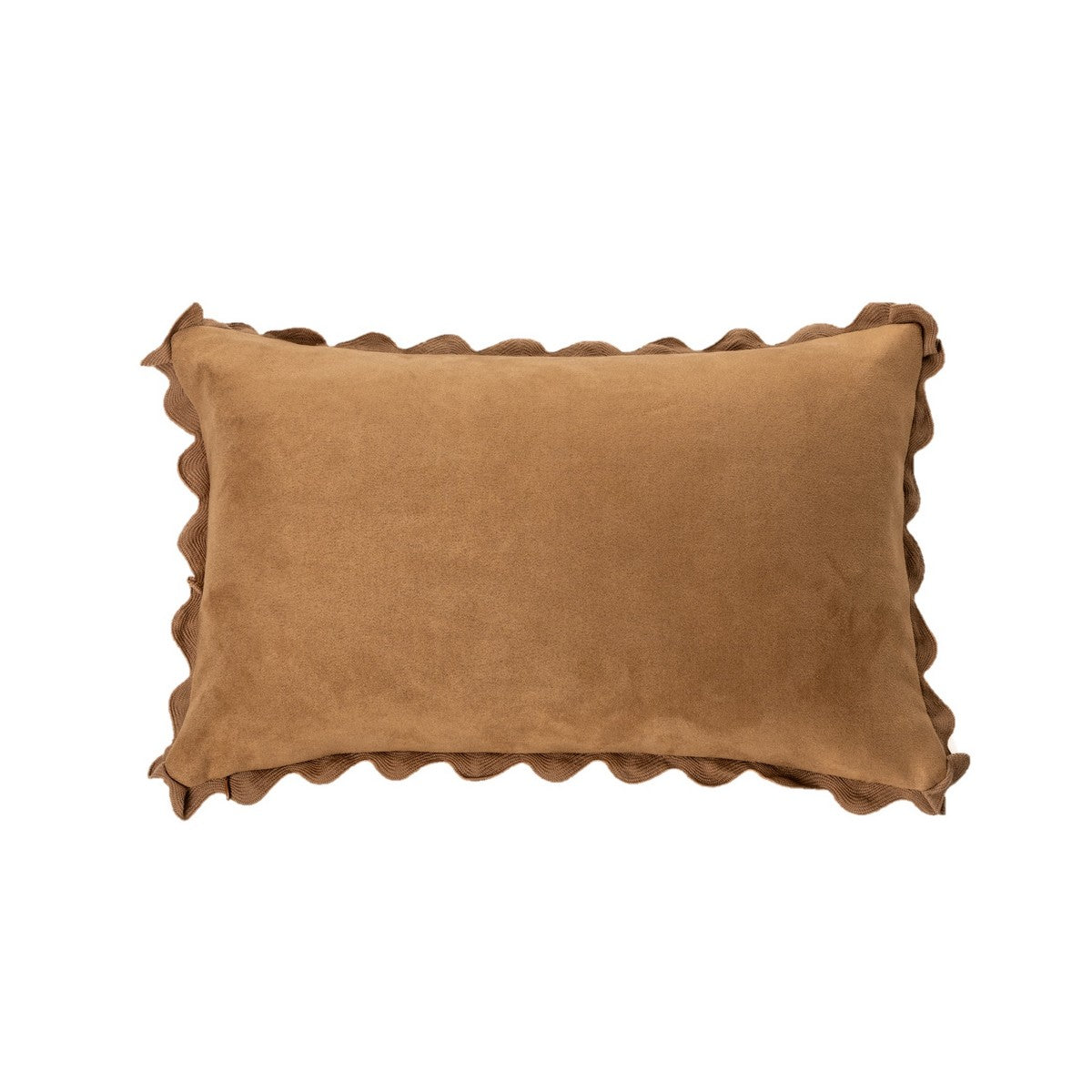 Ivory rectangular brown suede decorative pillow