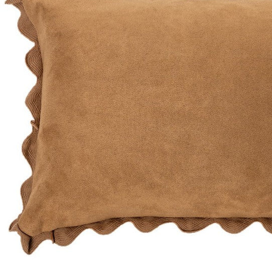Ivory rectangular brown suede decorative pillow