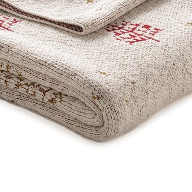 Mouna cream throw with fir trees