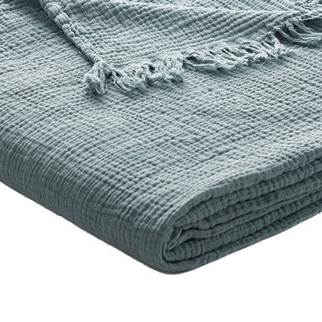 Muslin steel blue throw