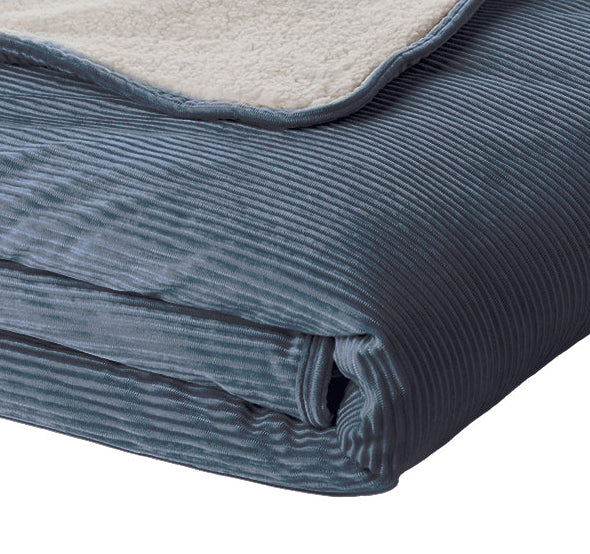 Corduroy blue reversible throw