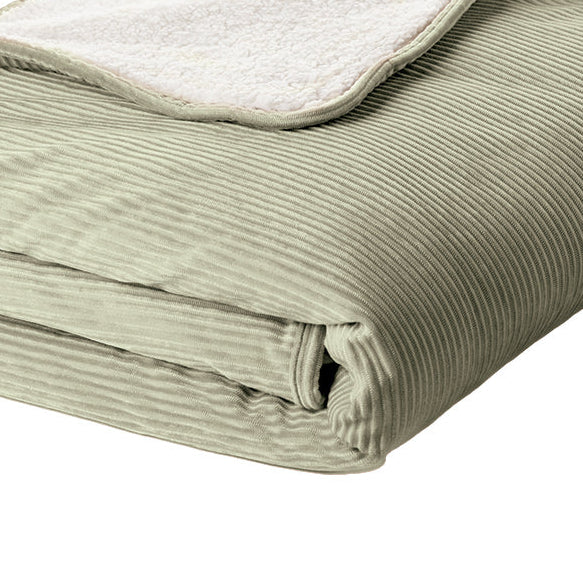 Corduroy sage green reversible throw