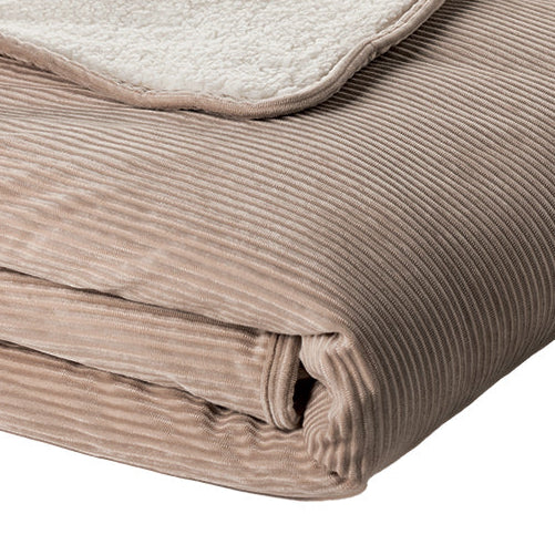 Corduroy taupe reversible throw