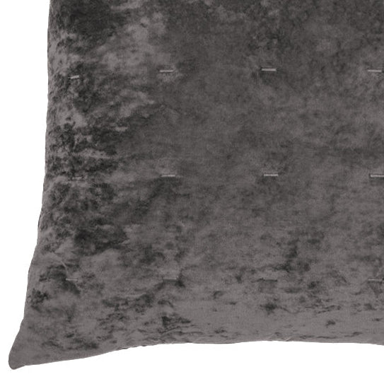 Coussin en velours uni gris charcoal Lounge