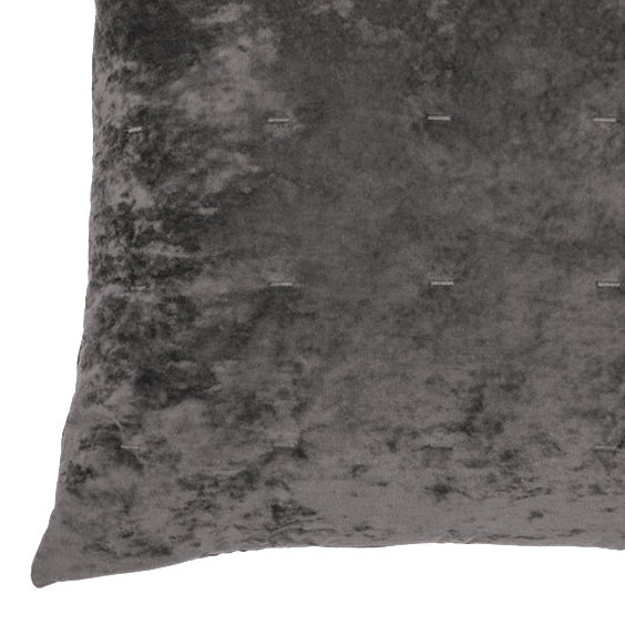 Cache oreiller européen en velours uni gris charcoal Lounge