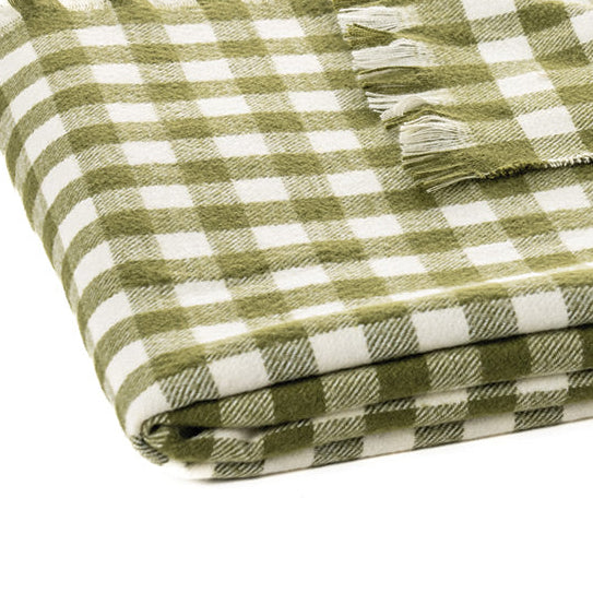 Manos dark green plaid throw