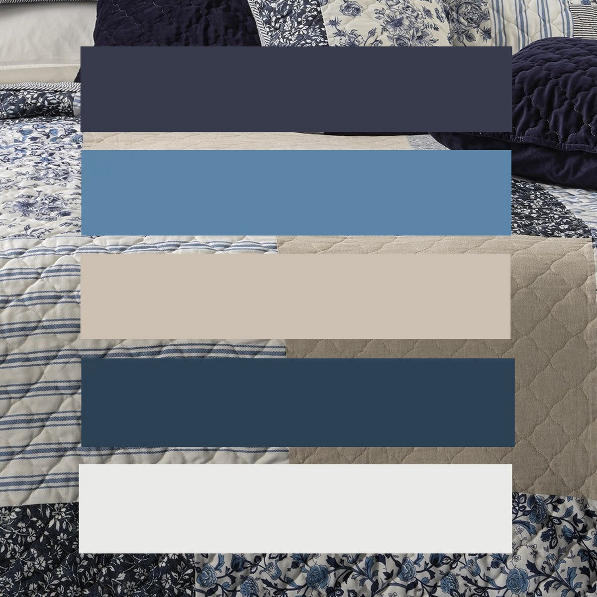 Marine navy and white patchwork quilt