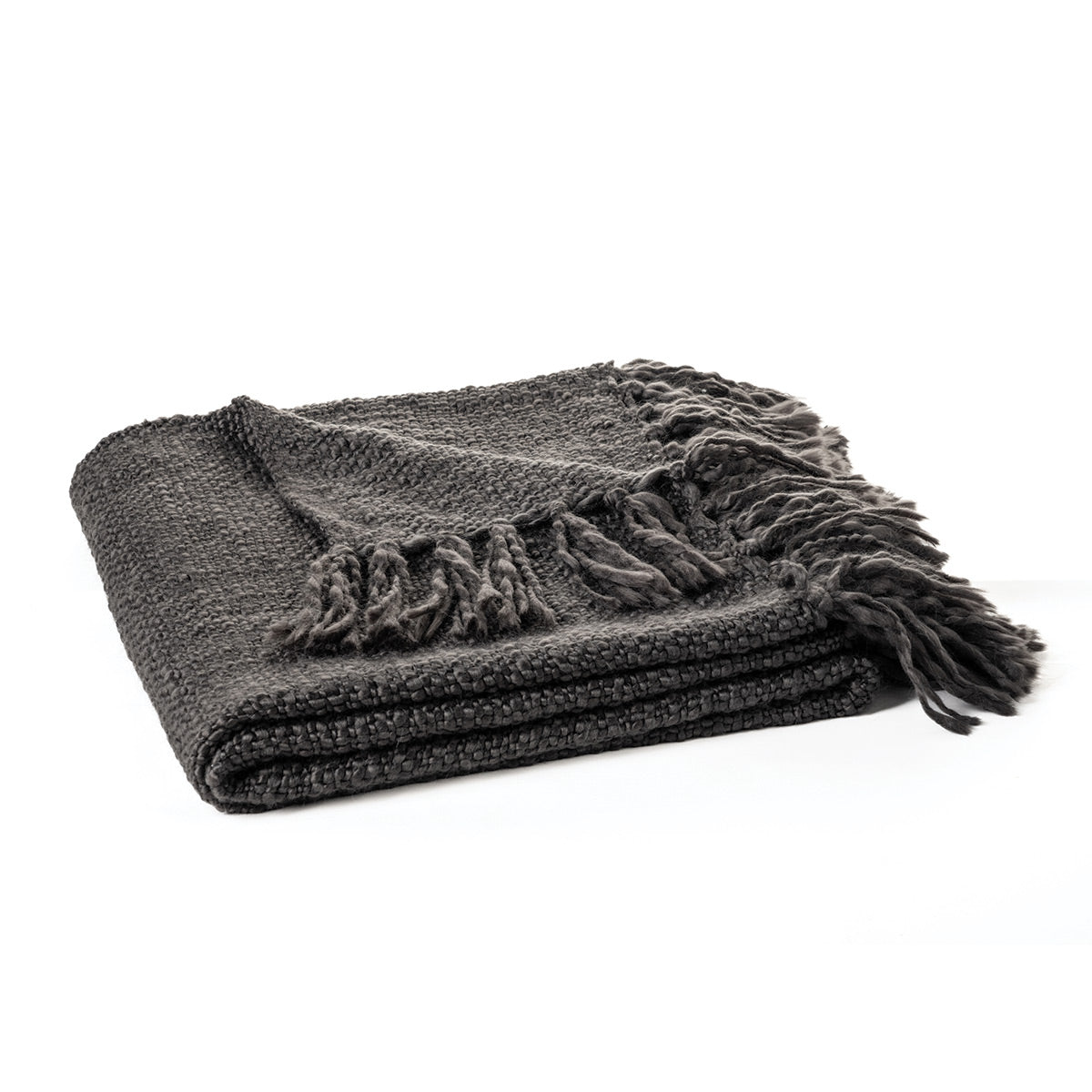 Mollo charcoal grey knit throw