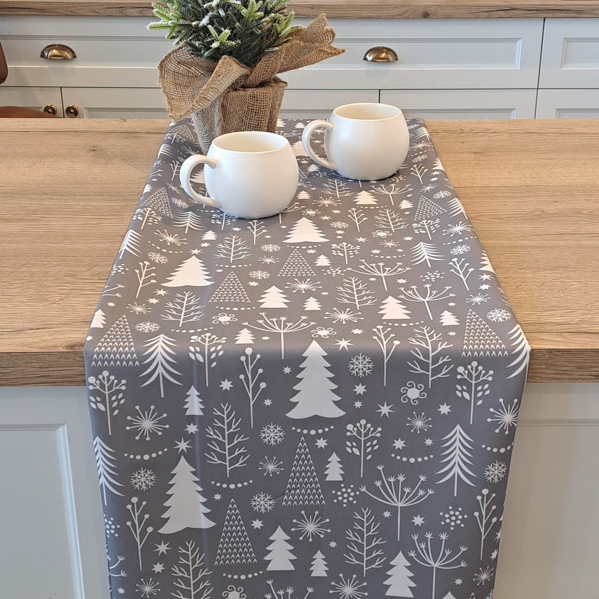 Winter grey tablecloth