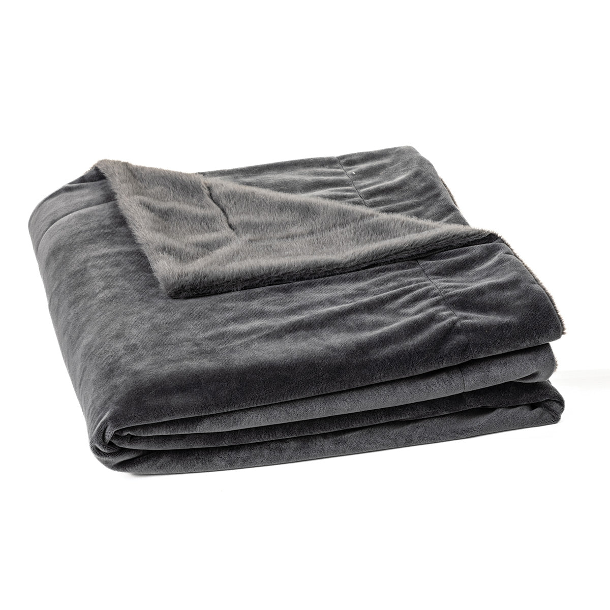 Polux grey charcoal faux fur throw