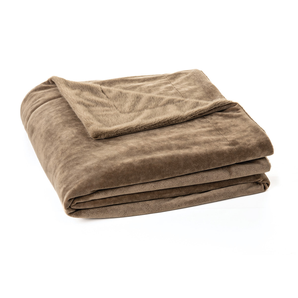 Jeté en fausse fourrure taupe Polux