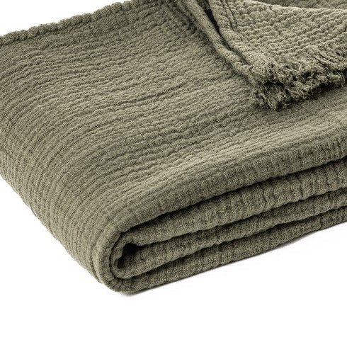 Popeye Olive Cotton Muslin Throw