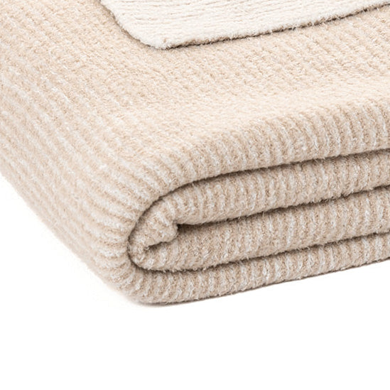 Jeté rayé crème et beige Softy