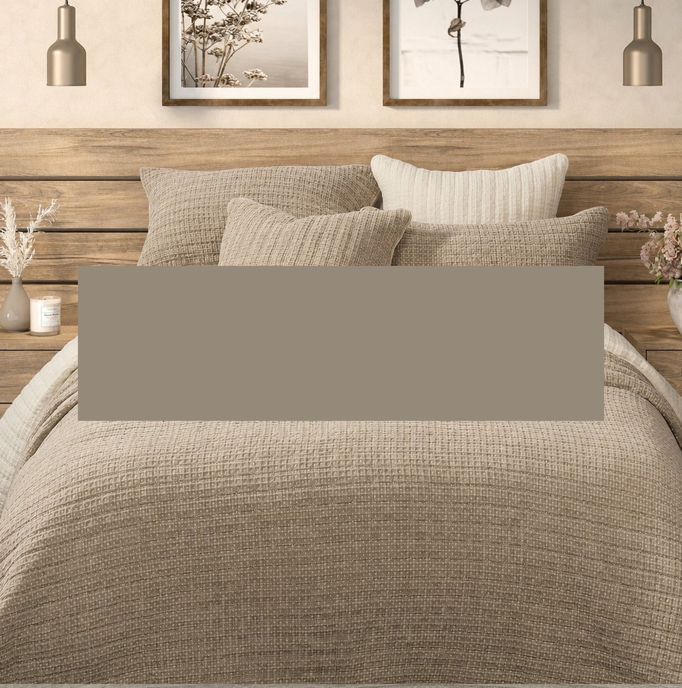 Courtepointe taupe en coton gaufré Spirit