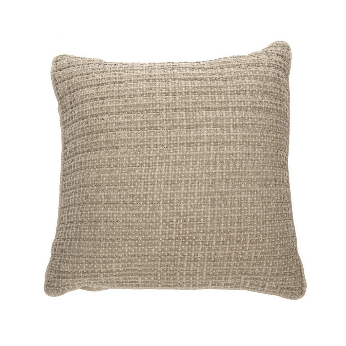 Cache oreiller européen taupe en coton gaufré Spirit