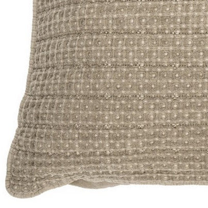 Cache oreiller européen taupe en coton gaufré Spirit