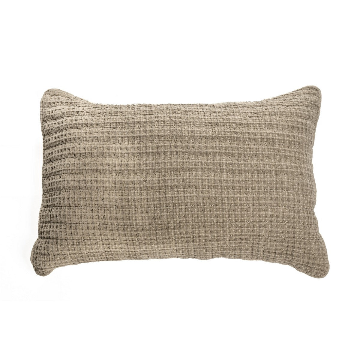 Cache oreiller décoratif taupe en coton gaufré Spirit