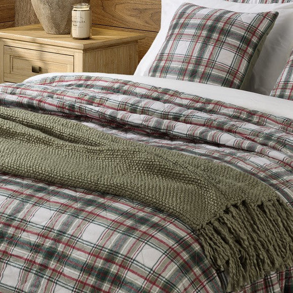 Woody green and red checkered quilt