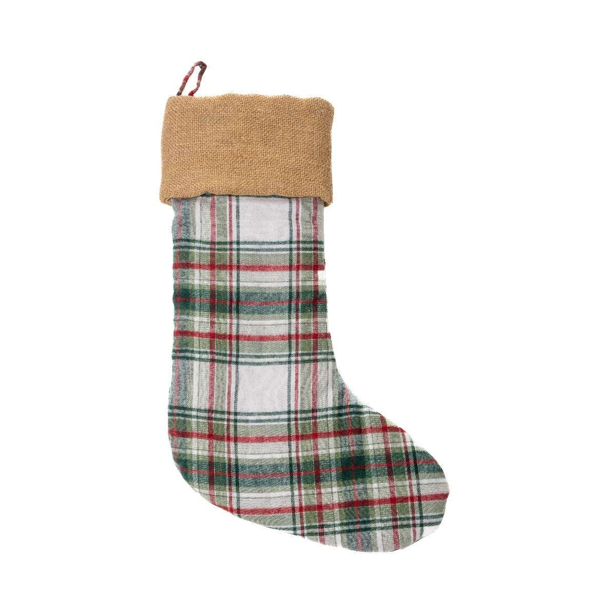 Bas de Noël à carreaux vert et rouge Woody