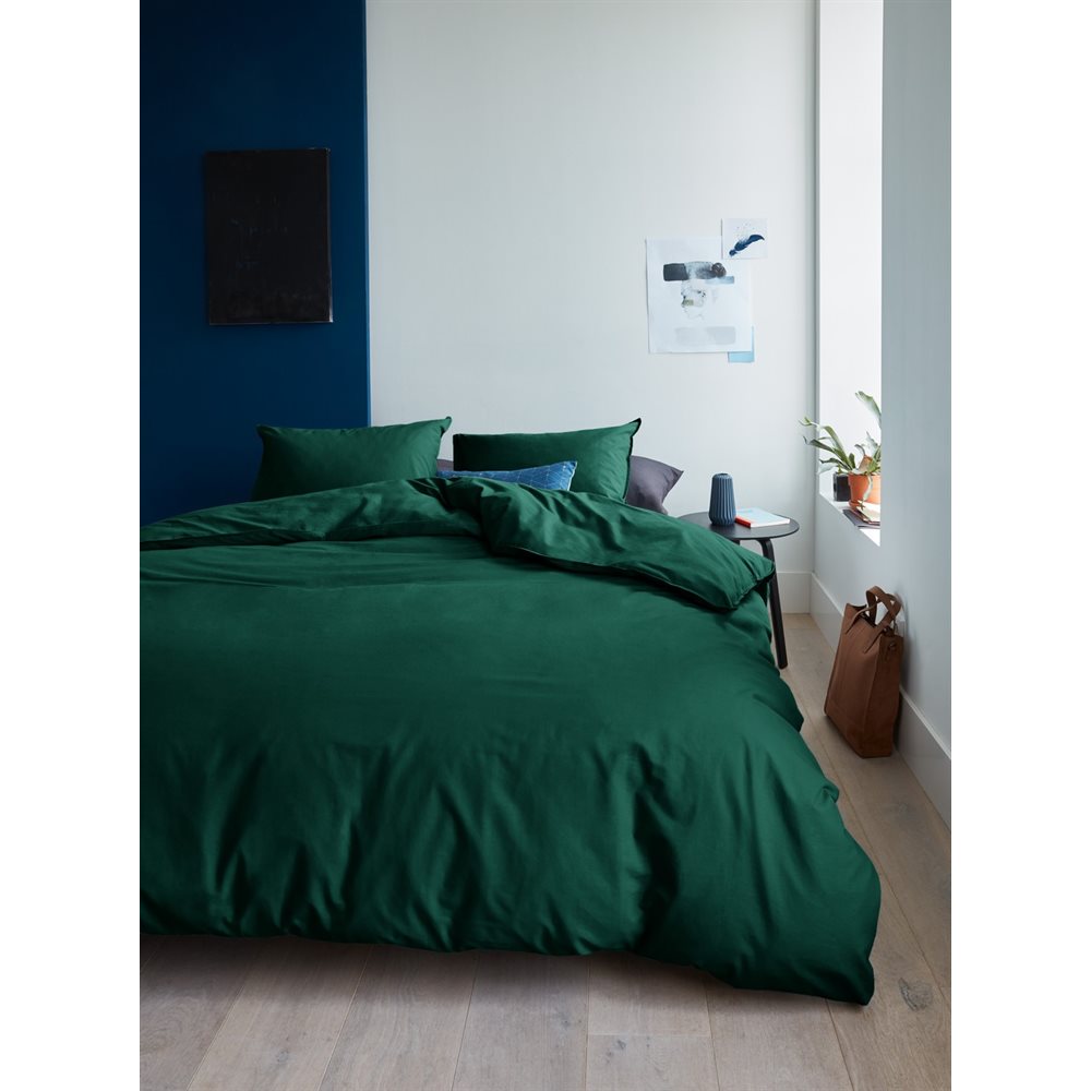 Organic dark green cotton duvet cover