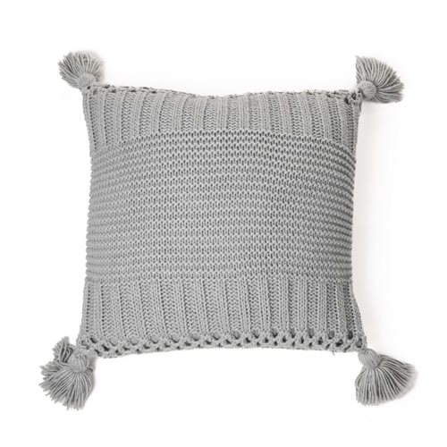 Coussin en tricot gris Shawn 