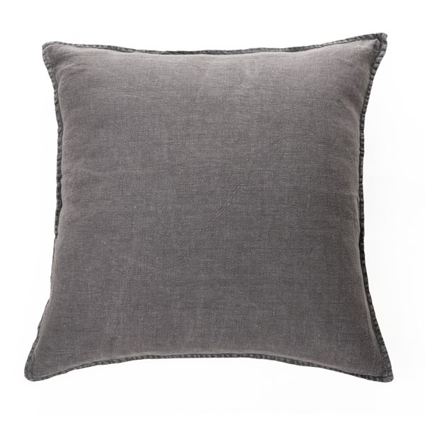 Oreiller européen gris charcoal Linen Stone Wash 