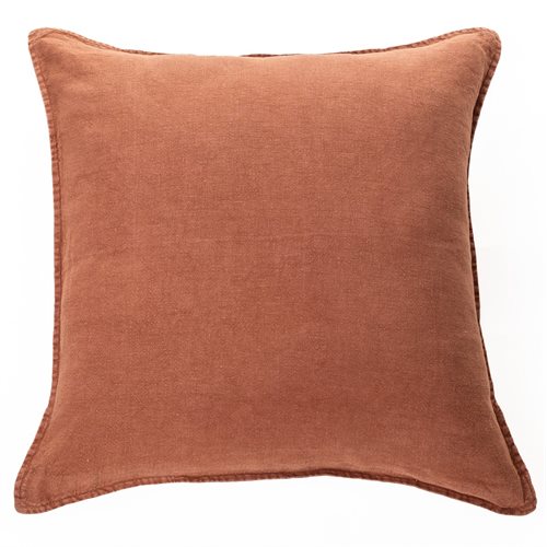 Oreiller européen terracotta Linen Stone Wash 